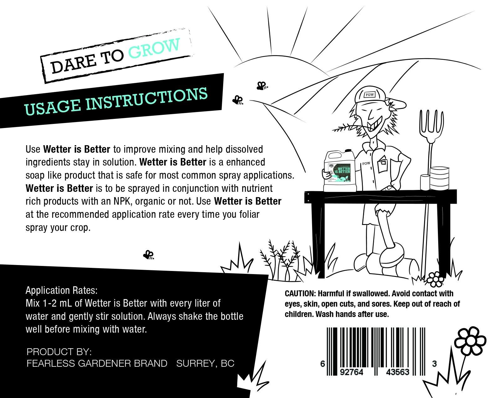 Dare To Grow - Wetter Is Better Back Label